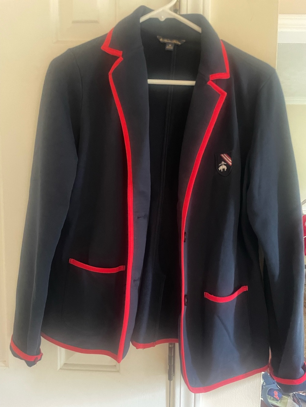 Navy Blazer with Red Trim - Classic Women’s Brooks Brothers Blazer M